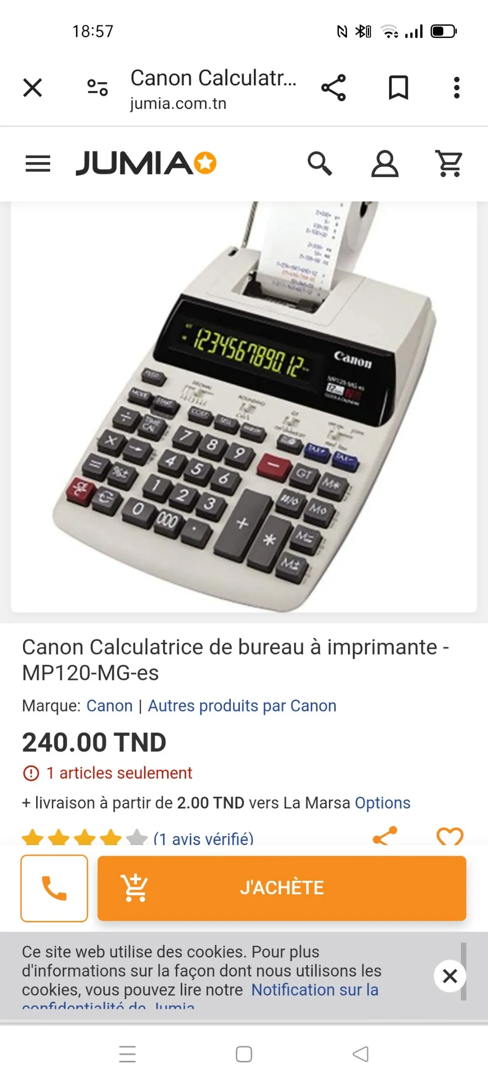  CALCULATRICE CANON DE BUREAU A IMPRIMANTE 