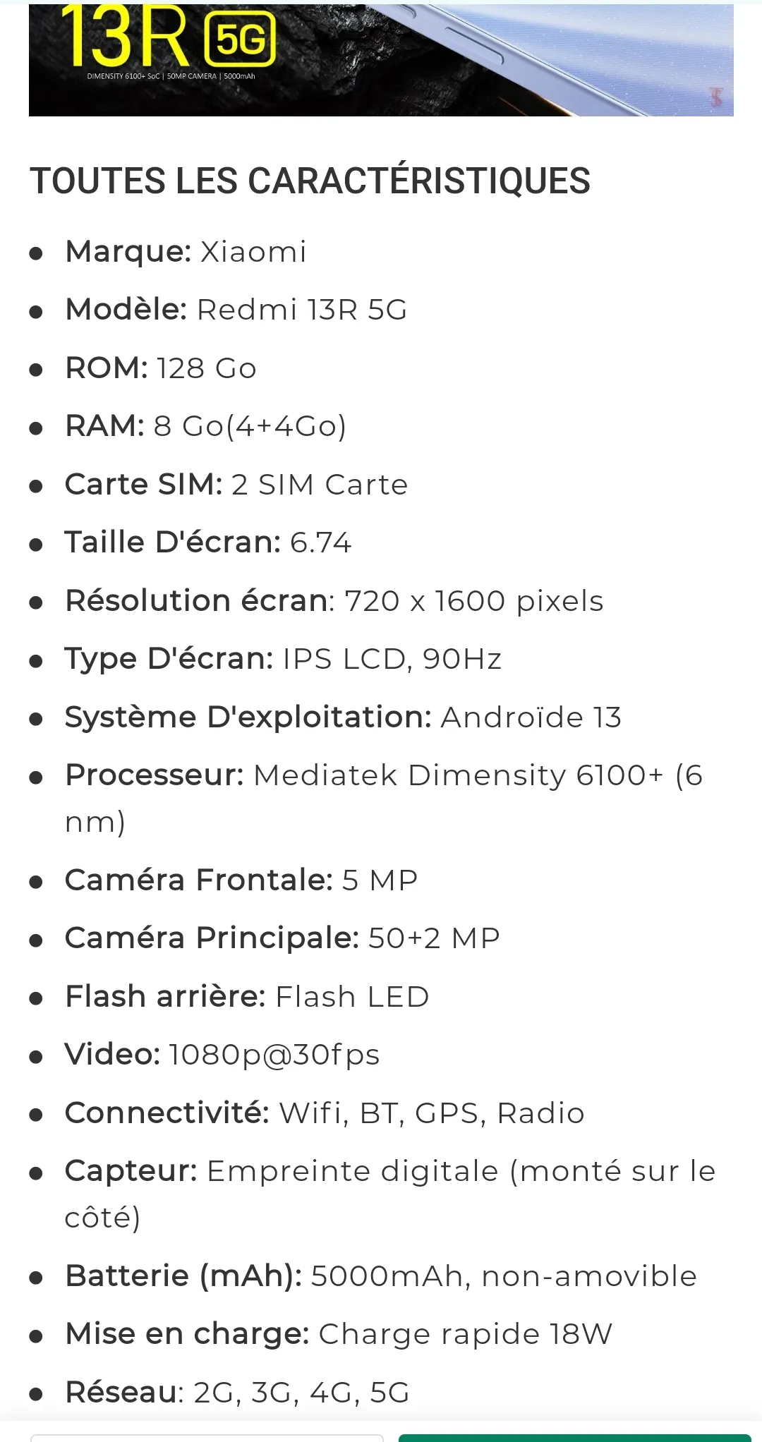  ????Redmi 13R 5G 4/128 Cacheté validé ✅ 