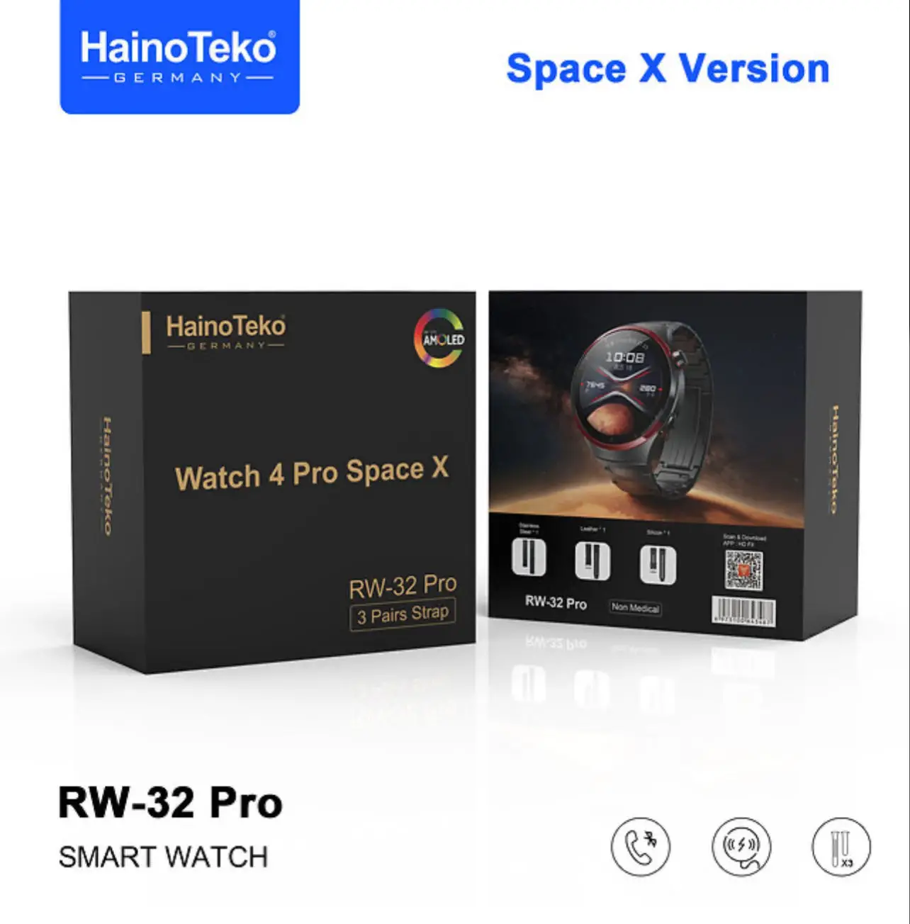  Smart Watch Haino Teko + 3 Bracelet - RW-32 Pro - SPACE X VERSION 