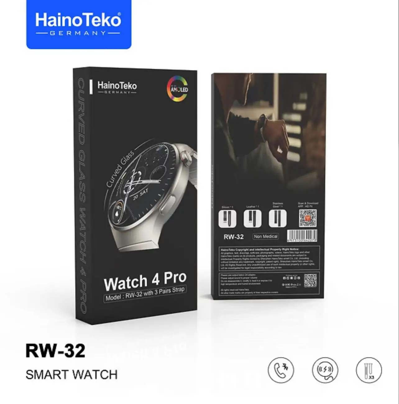  Montre Connectée Haino Teko Watch 4 Pro- RW-32 Noir / Marron 