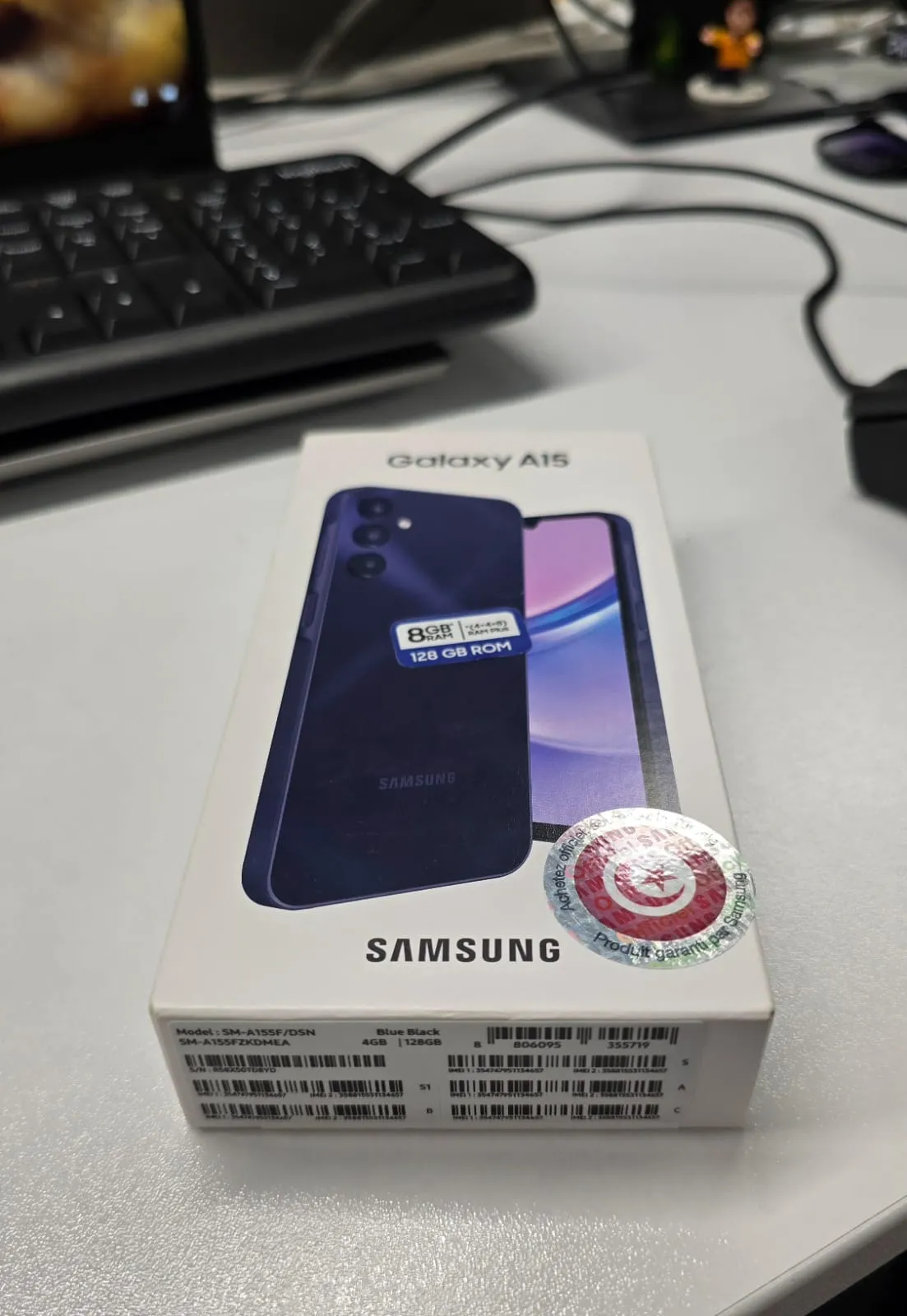  Samsung Galaxy A15 neuf, 8 Go de RAM (4+4) et 128 Go de stockage. 