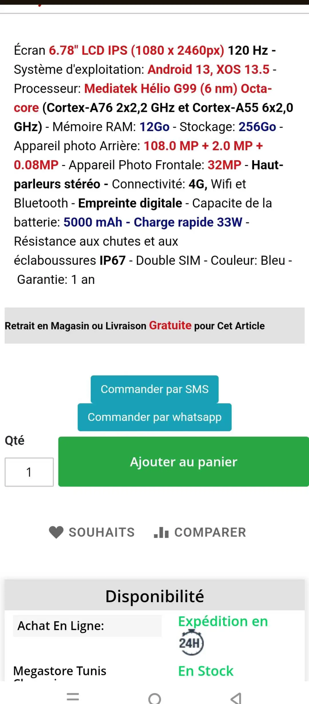  Infinix Hot40 pro 256,,,ram21 ????????presque cacheté très peu utilisé Encore sous Garantie 