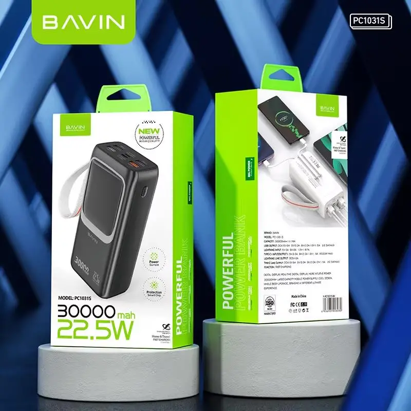  Bavin Power Bank 30000Mah 22.5W Fast Charge - avec Cables - Au Meilleur Prix en Tunisie 