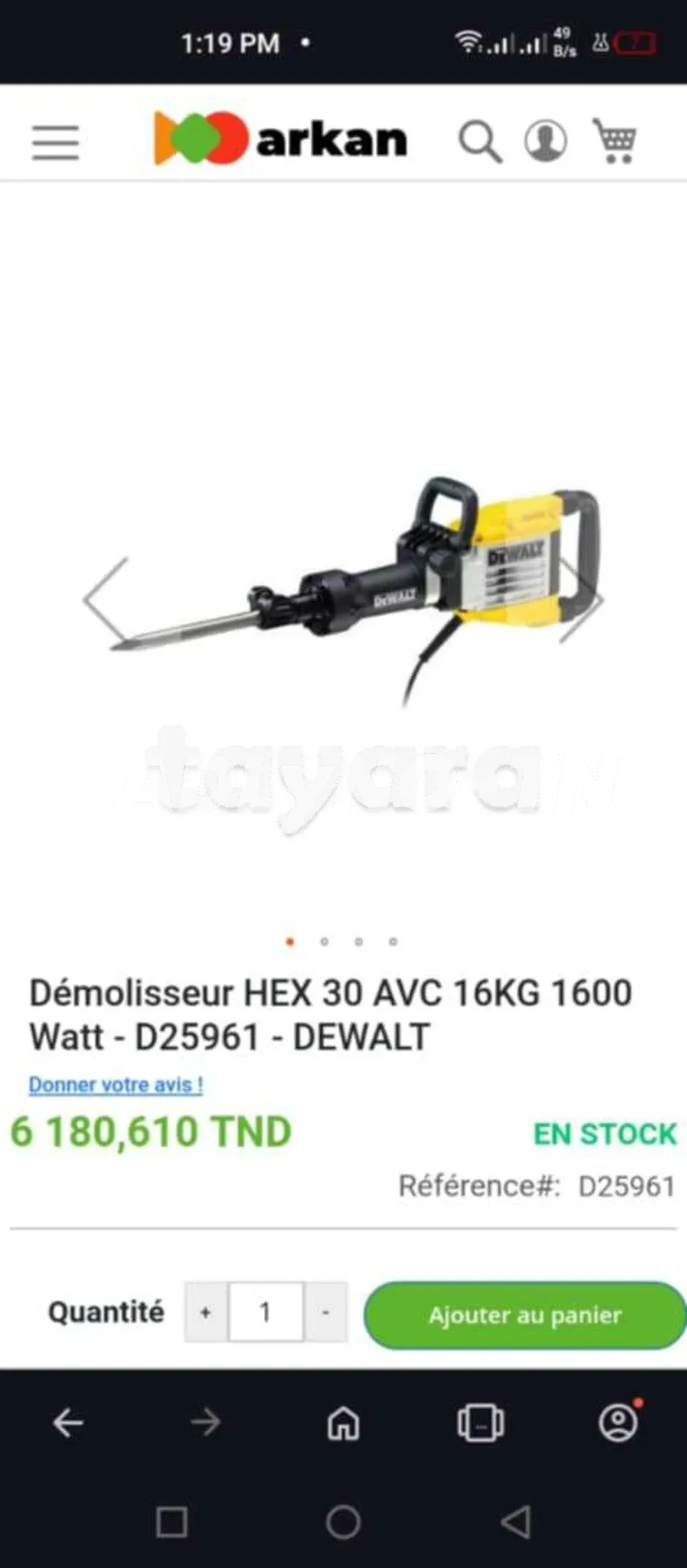 Marteau Dewalt 16 kg d'origine importé